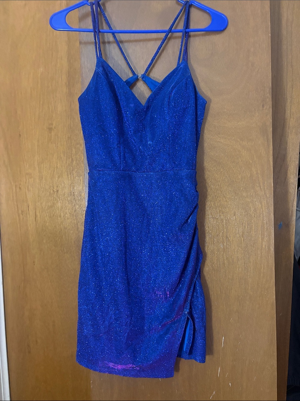Cobalt Sparkle Strappy Mini Dress